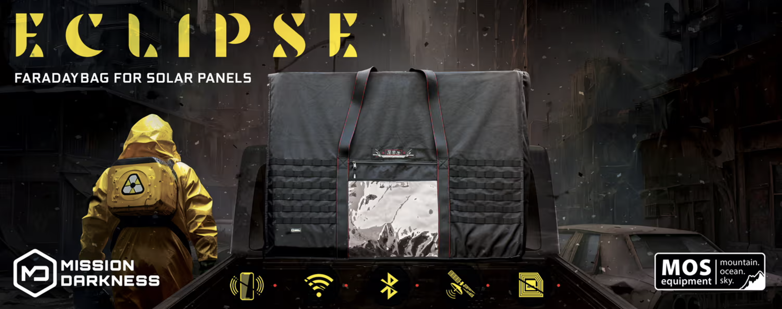 Cryptsec | Mission Darkness™ Dry Shield Eclipse Faraday Bag for Solar Panels