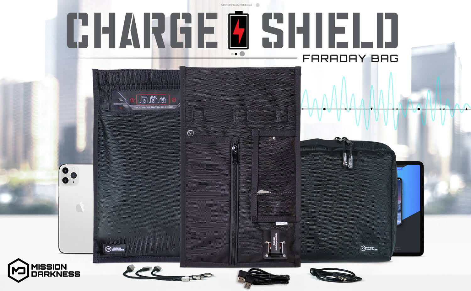 Cryptsec | Mission Darkness™ Fönsterlös Charge & Shield Faraday Bag