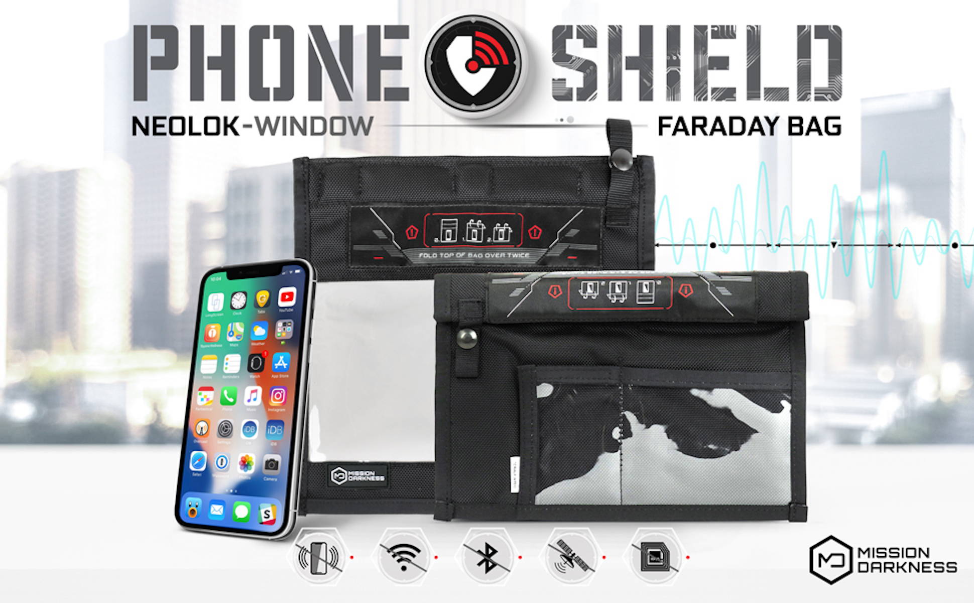 Cryptsec | Mission Darkness™ NeoLok Window Faraday Bag for Phones