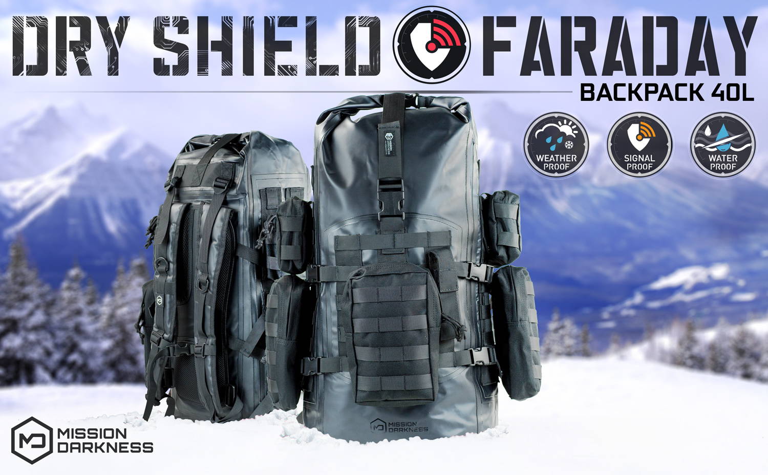 Cryptsec | Mission Darkness™ Dry Shield Faraday Ryggsäck 40L